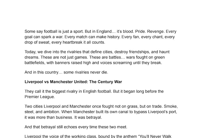 write researched football related youtube scripts